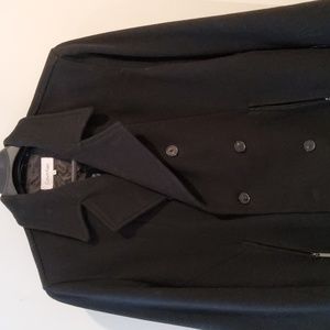 CALVIN KLEIN MENS CLASSIC BLACK PEACOAT WITH ZIPPER POCKETS SIZE XL